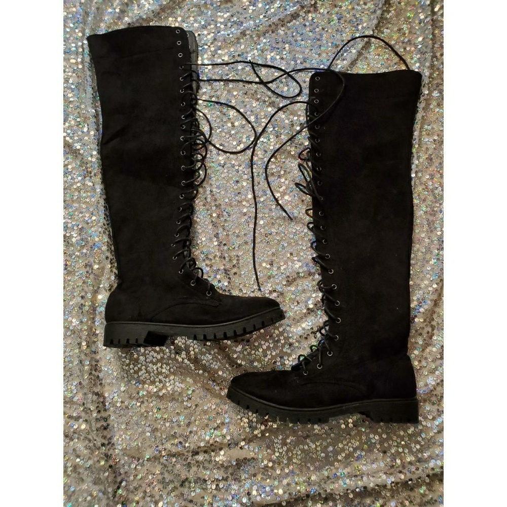 Black Over The Knee Suede Boots